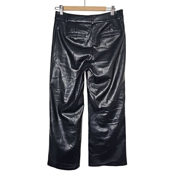 Avec Les Filles Faux Leather Pleated Wide Legs Pants High-Rise Black Women's‎ M - Picture 2 of 11